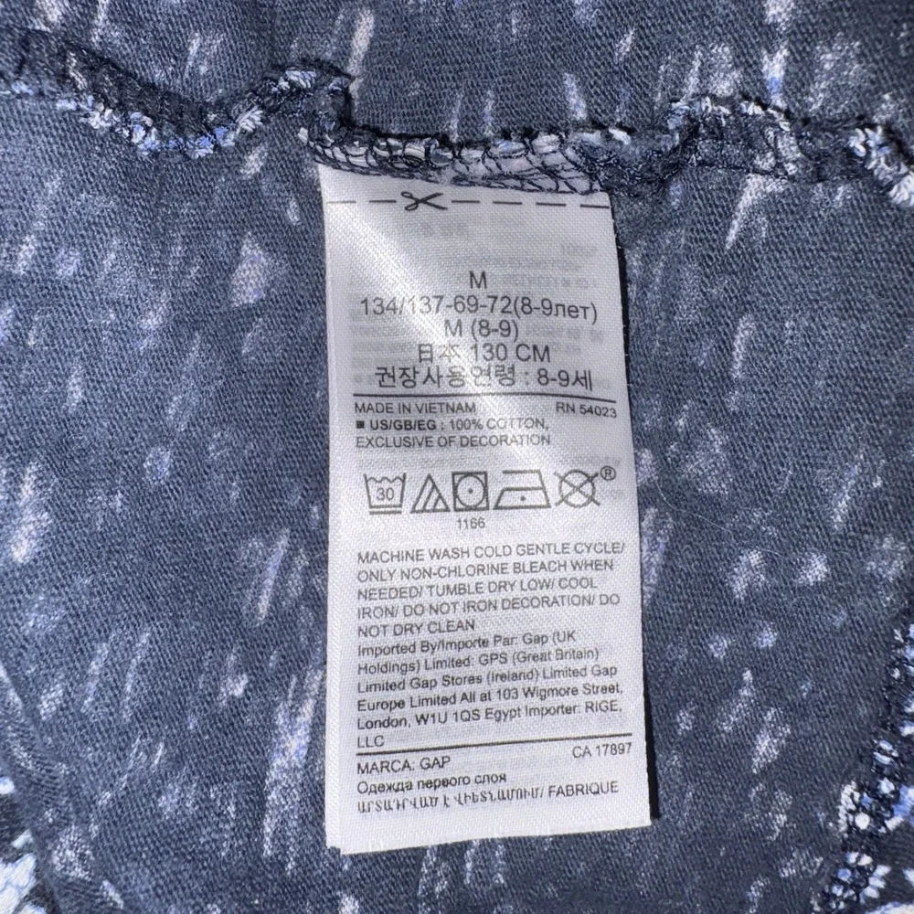 Gap Kids Girls Floral Shirt Long Sleeve Medium Blue W/ White Flowers‎ Kidcore